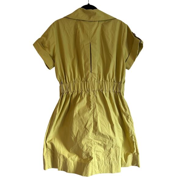 CAbi Chartreuse Yellow Trench Style Shirt Dress Size Large - Picture 3 of 8